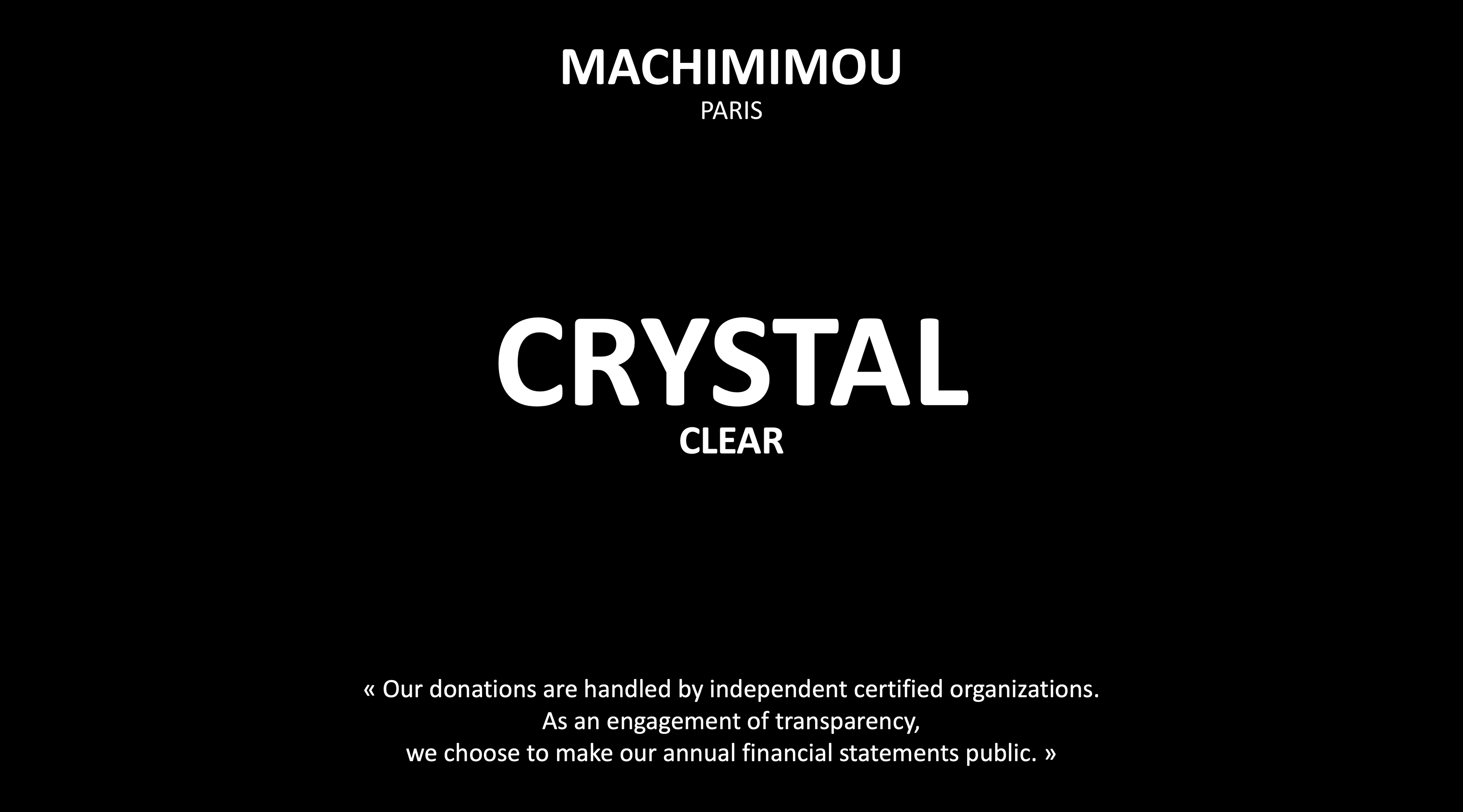 MACHIMIMOU PARIS - Crystal Clear Philanthropic Donations